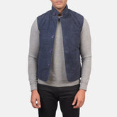 Zaret Blue Suede Vest Jacket