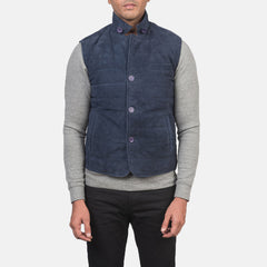 Zaret Blue Suede Vest Jacket