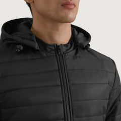 Vimor Black Leather Hooded Jacket
