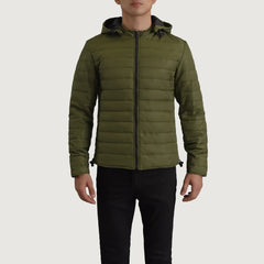 Vimor Green Leather Hooded Jacket