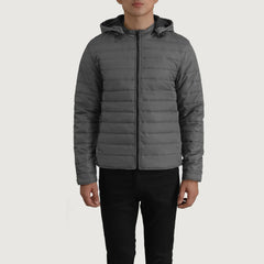 Vimor Grey Leather Hooded Jacket