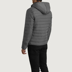Vimor Grey Leather Hooded Jacket