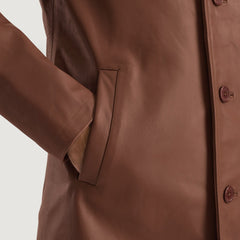 Mivus Brown Leather Coat Jacket
