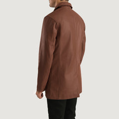 Mivus Brown Leather Coat Jacket