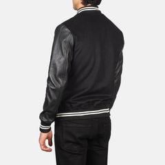 Uldon Black Stripe Leather Varsity Jacket