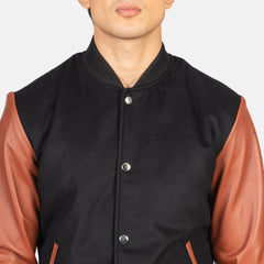 Uldon Brown Leather Varsity Jacket