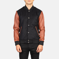 Uldon Brown Leather Varsity Jacket