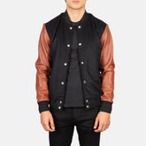 Uldon Brown Leather Varsity Jacket