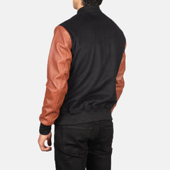 Uldon Brown Leather Varsity Jacket