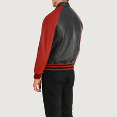 Paget Black Red Leather Varsity Jacket
