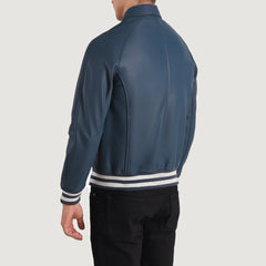 Paget Blue Leather Varsity Jacket