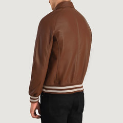 Paget Brown Leather Varsity Jacket