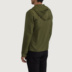Makas Green Leather Hooded Jacket