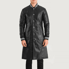 Niver Black Leather Coat Jacket