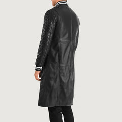 Niver Black Leather Coat Jacket