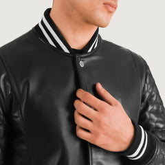 Niver Black Leather Coat Jacket