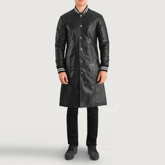 Niver Black Leather Coat Jacket