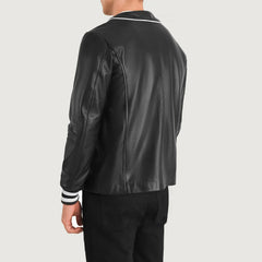 Kamix Black Leather Varsity Jacket