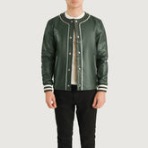 Kamix Green Leather Varsity Jacket
