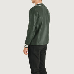 Kamix Green Leather Varsity Jacket