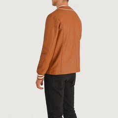 Kamix Brown Leather Varsity Jacket