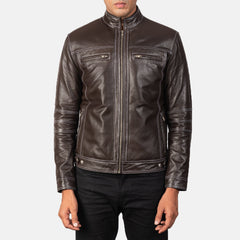 Virer Brown Leather Biker Jacket