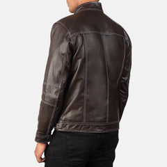 Virer Brown Leather Biker Jacket