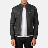 Virer Black Leather Jacket