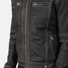 Virer Black Leather Jacket
