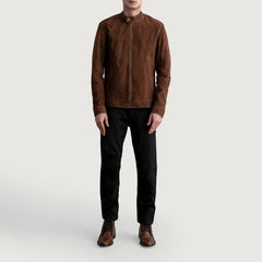 Ornor Brown Suede Biker Jacket