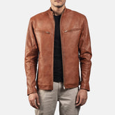 Kegan Brown Leather Biker Jacket