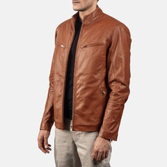 Kegan Brown Leather Biker Jacket