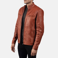 Jopix Brown Leather Biker Jacket