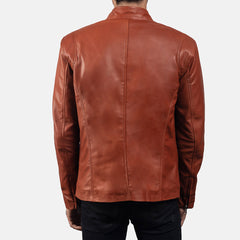 Jopix Brown Leather Biker Jacket