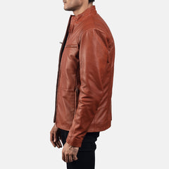 Jopix Brown Leather Biker Jacket