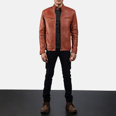 Jopix Brown Leather Biker Jacket