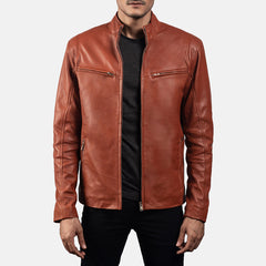 Jopix Brown Leather Biker Jacket