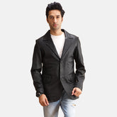 Madon Black Leather Blazer Jacket