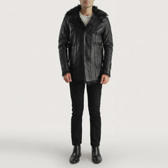 Sakus Black Leather Coat Jacket