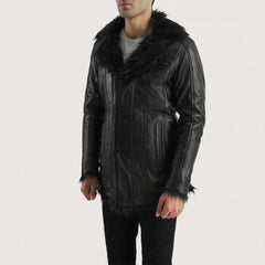 Kegan Black Leather Coat Jacket