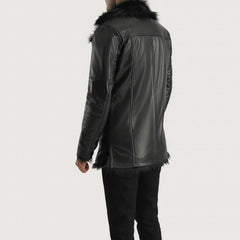 Kegan Black Leather Coat Jacket