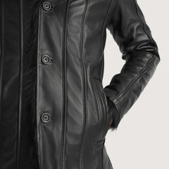 Kegan Black Leather Coat Jacket