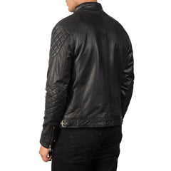 Natis Black Leather Biker Jacket