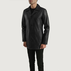 Mivus Black Leather Coat Jacket