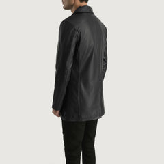Mivus Black Leather Coat Jacket