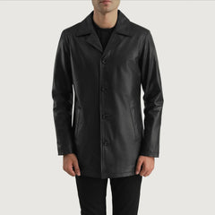 Mivus Black Leather Coat Jacket