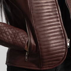 Maken Maroon Leather Quilted Jacket