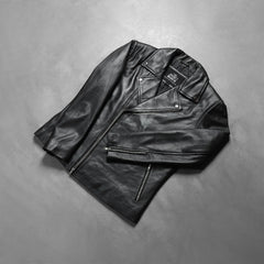 Nopion Black Leather Biker Jacket