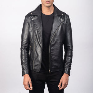 Kegan Black Leather Biker Jacket
