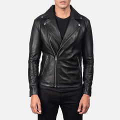 Kegan Black Leather Biker Jacket